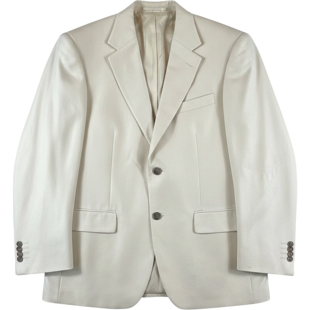 Vintage Lord & Taylor Grant Thomas Mens Ivory Silk Wool Blazer Sport Coat 38S